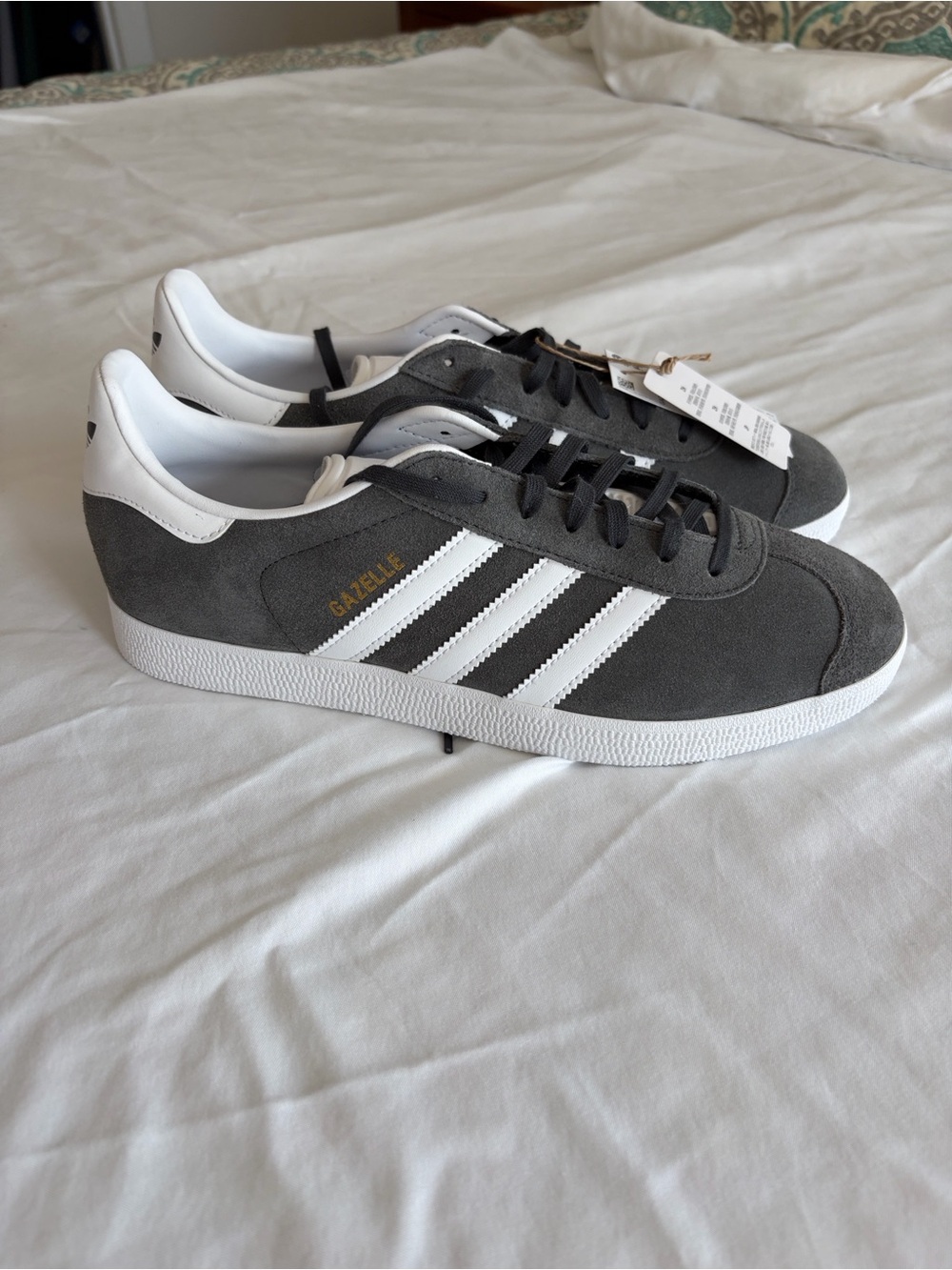 Adidas Gray Gazelle Shoes/Sneakers with White stripe